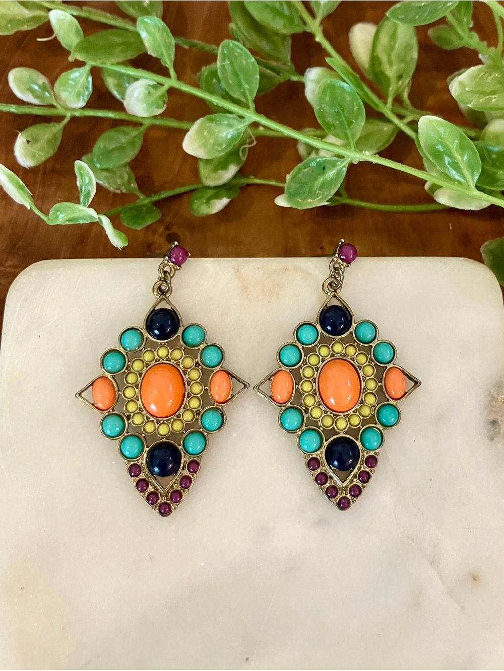 Colorful Boho Statement Dangle Earrings Turquoise Coral western